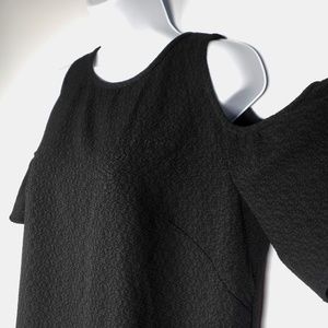 LOFT Black Cold Shoulder Midi Dress